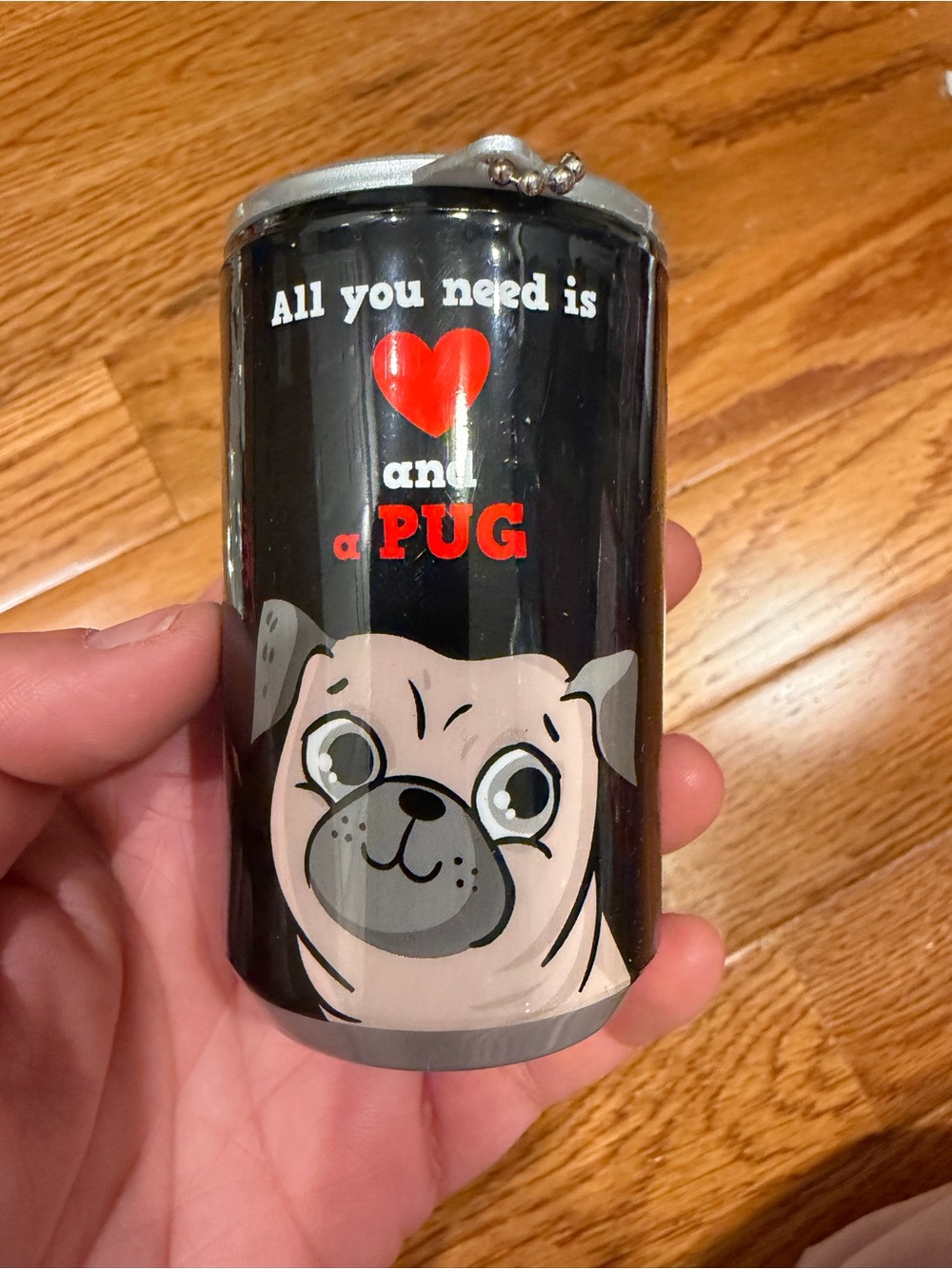 Silver Soda Can Keychain Accessory with wipes